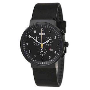 Classic IP sort rustfri urkasse quartz med chronograph Herre ur fra Braun, BN0035BKBKG